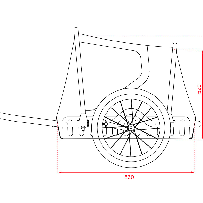 Maße Hundeanhänger Seitenansicht