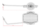 Skizze mit Bemaßung Fahrradanhänger-Deichsel XXL